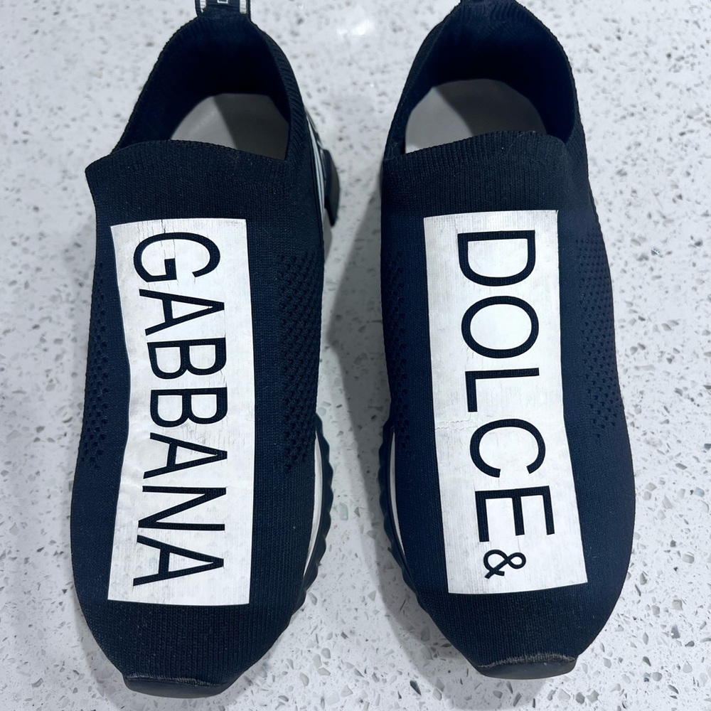 Dolce & Gabbana Black and White Sorrento Slip-On Shoes Sz 38 GUC - Picture 2 of 15